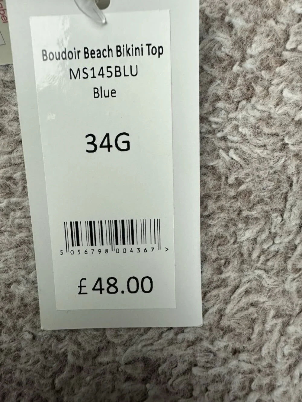 NWT Miss Mandalay Boudoir Beach Halter Bikini Top Arctic Blue 34G Underwire (UK)